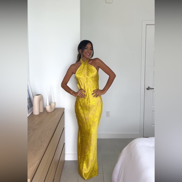L’AGence Yellow Silk Dress - Picture 1 of 3
